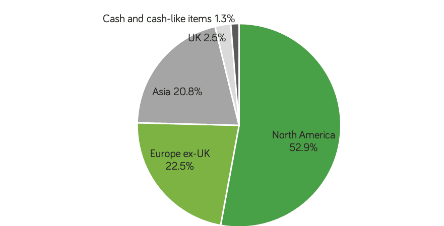 Scottish Mortgage geographic spread pie chart