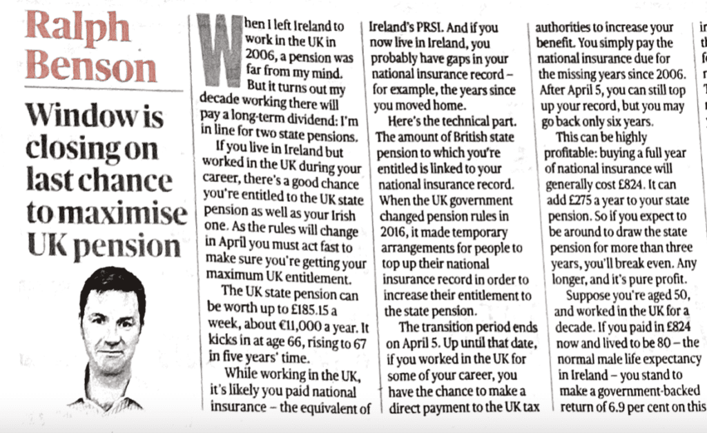 Uk State Pension Sunday Times 230129